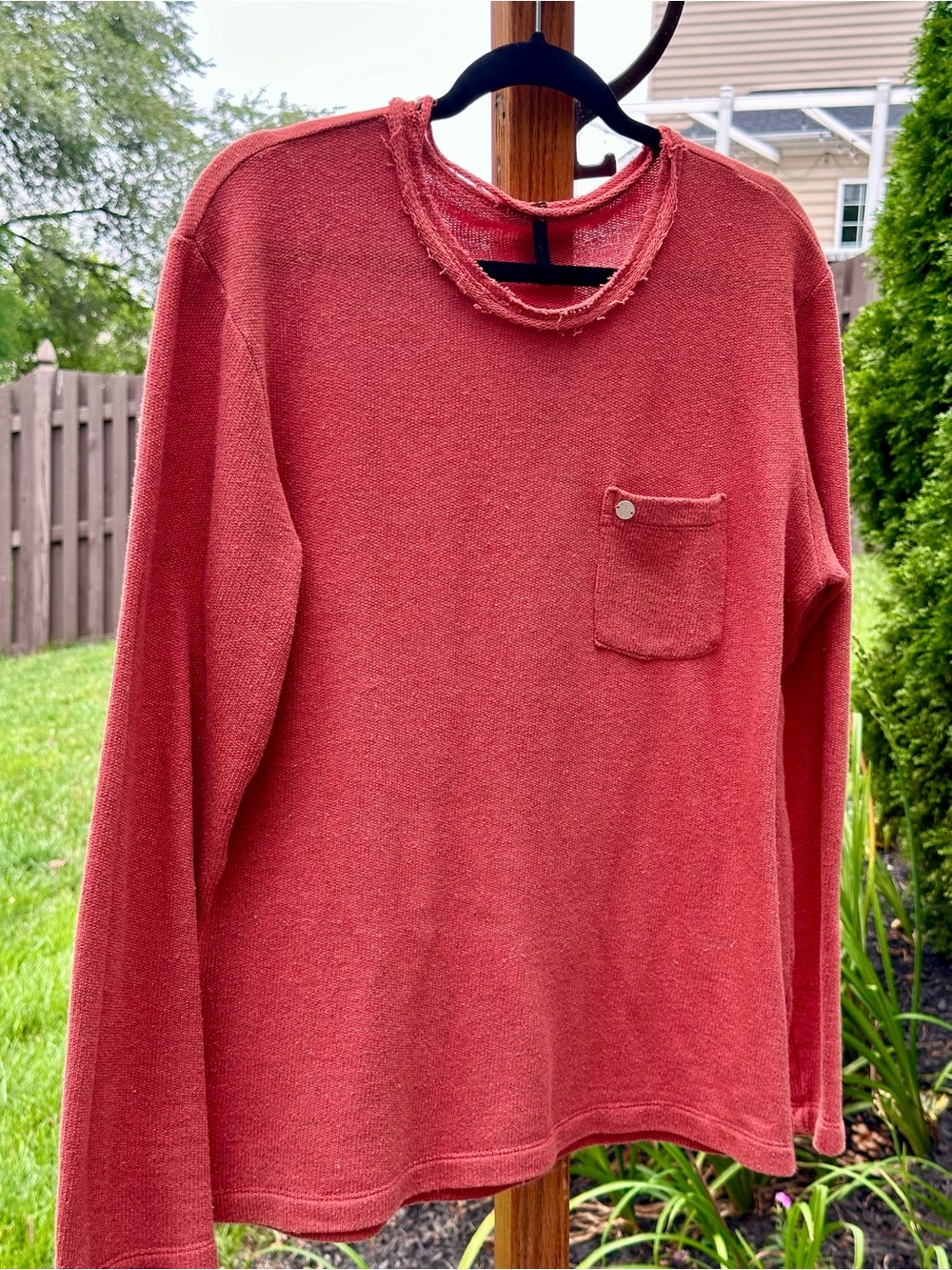 Cavalera Men’s Large Rust Raw Edge Knit Pullover Made in Brazil